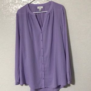 Lavender button down blouse size XXL